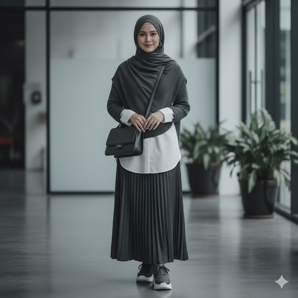 OOTD Hijab Dark Grey: Gaya Monokrom yang Bikin Kamu Look Sophisticated & Effortless